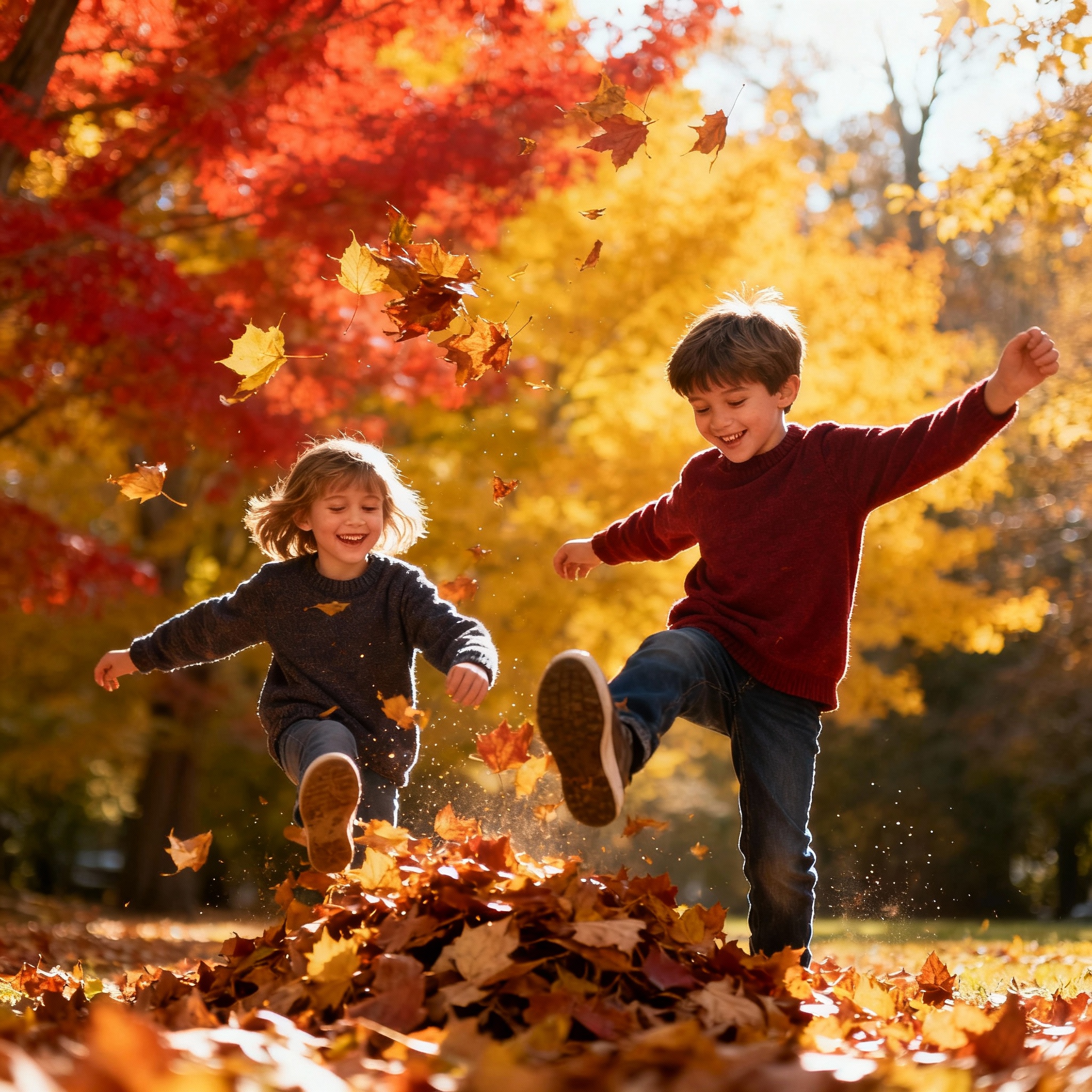 KWB Probio JUnior 2.0 dzieci bawiące się w liściach