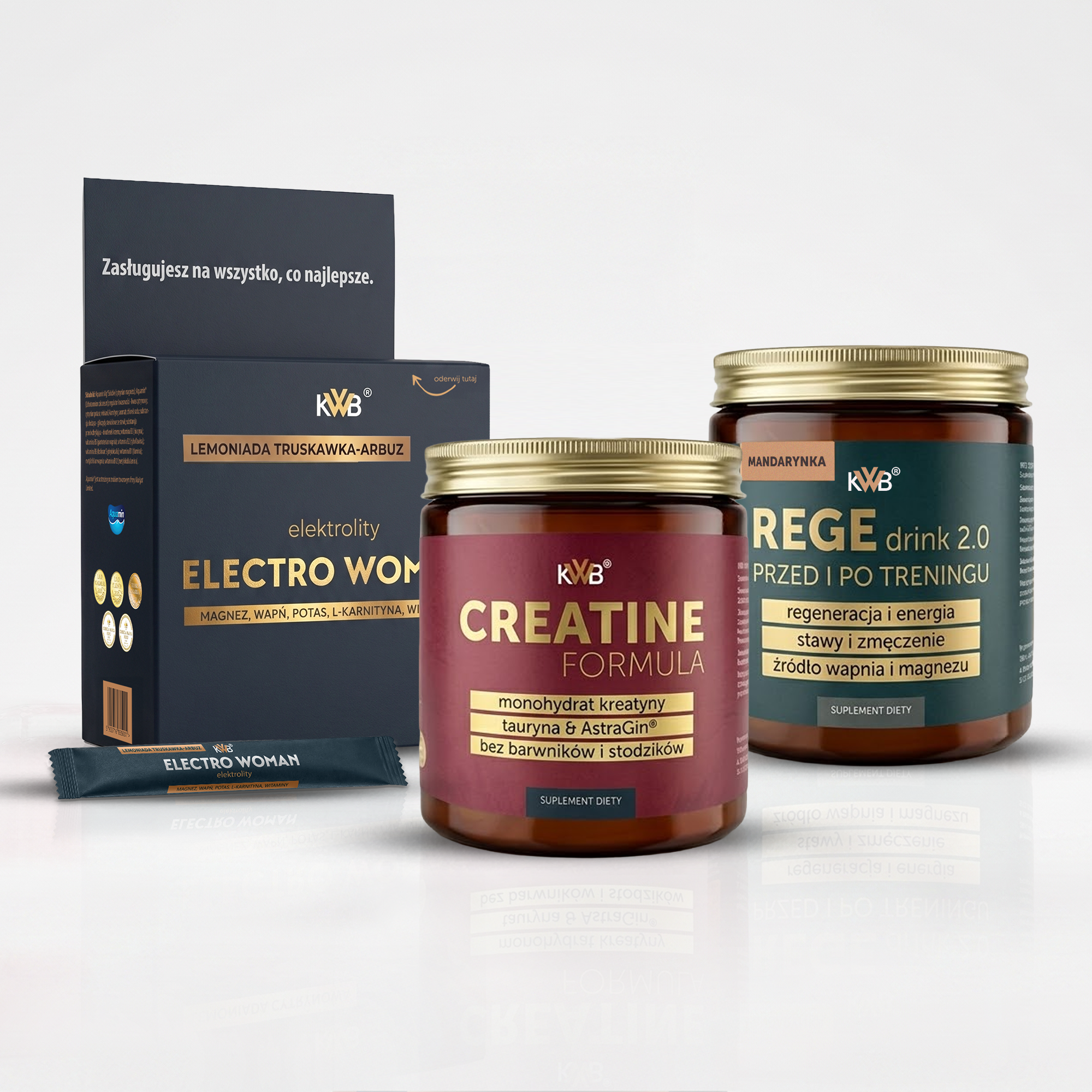 KWB Zestaw Energia i Regeneracja - Electro malina + Creatine formula + Rege mango