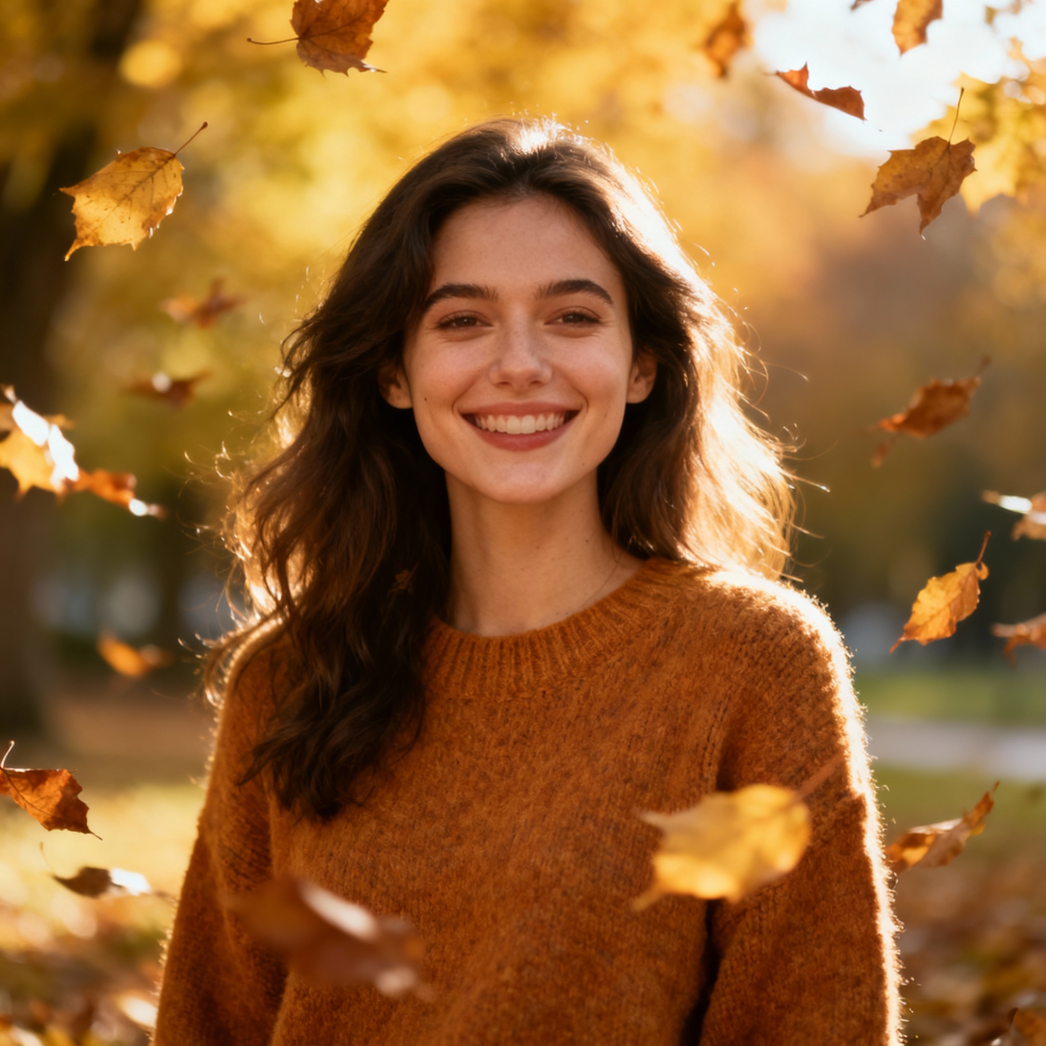 Zestaw na Jesienna Chandrę, uśmiechnięta kobieta
